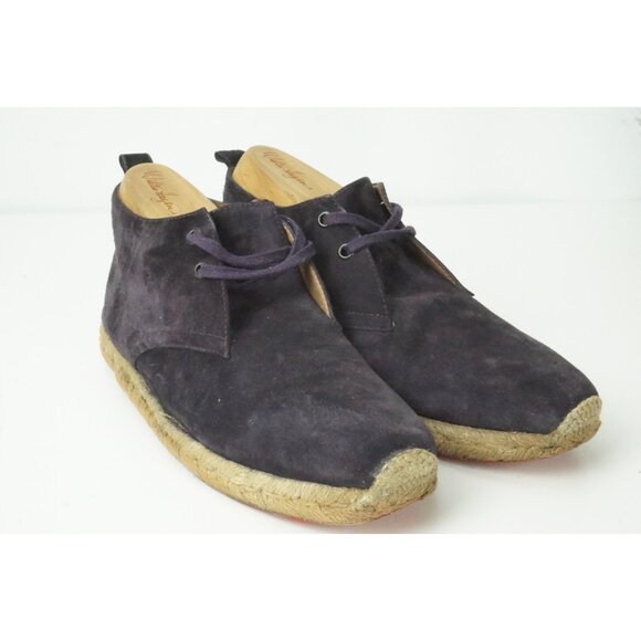 Christian Louboutin Mens Suede Lace Up Espadrille Flats Eggplant Purple Size 8